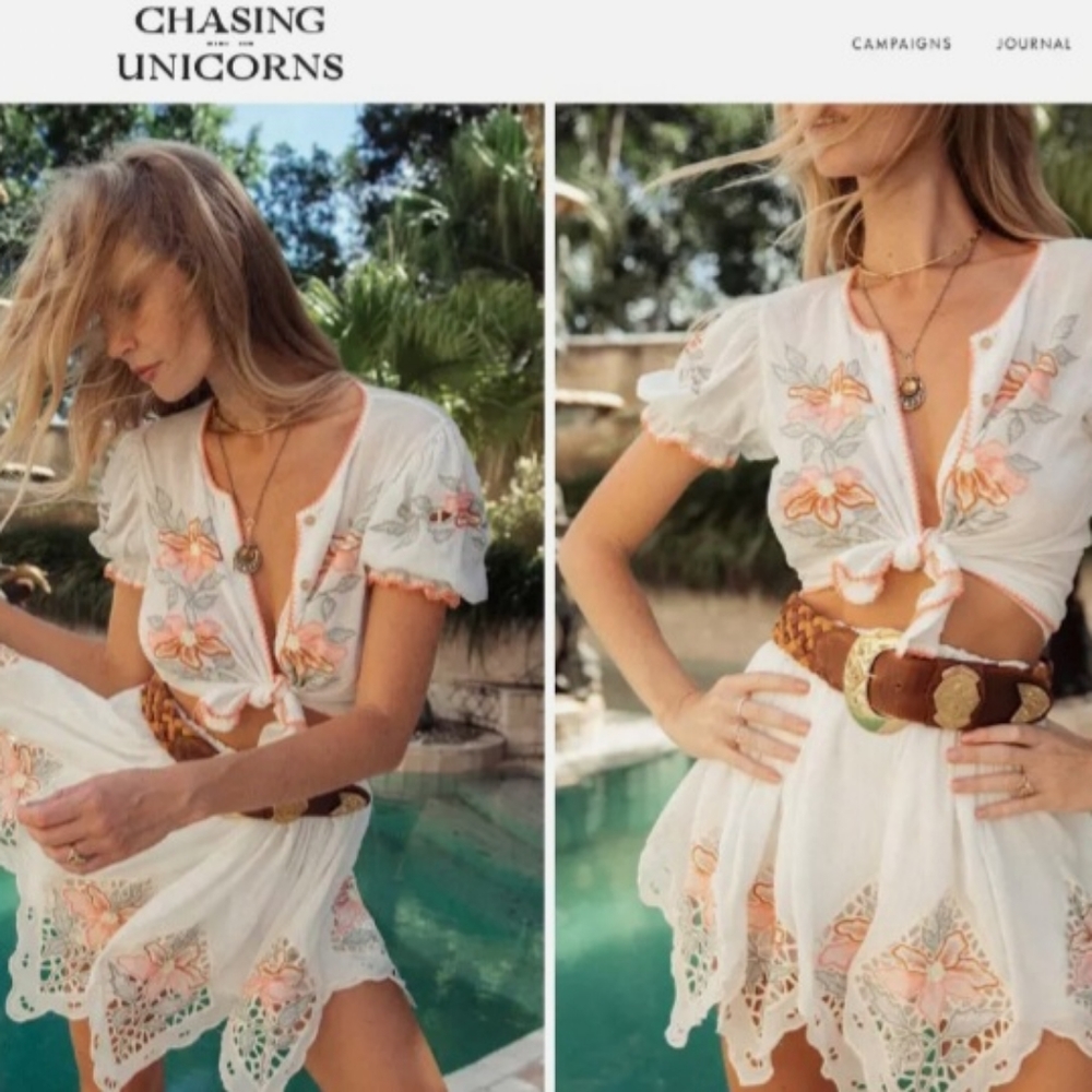 Chasing Unicorns Cutwork Top M